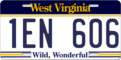 WV license plate 1EN606