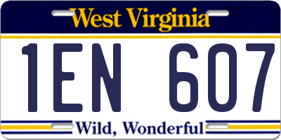 WV license plate 1EN607