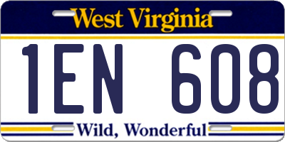 WV license plate 1EN608