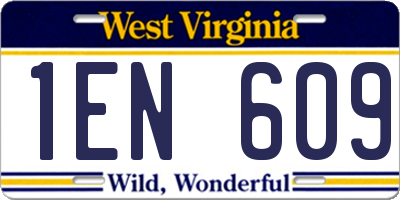 WV license plate 1EN609
