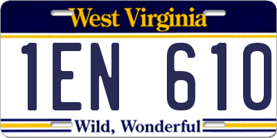 WV license plate 1EN610