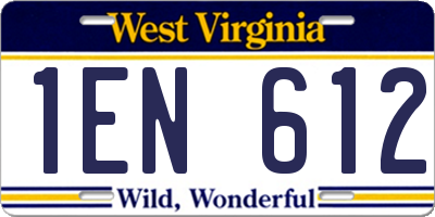 WV license plate 1EN612