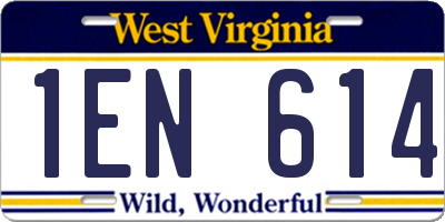 WV license plate 1EN614