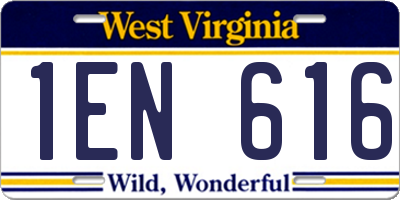 WV license plate 1EN616
