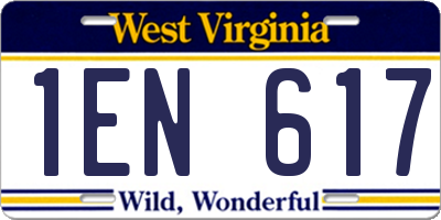 WV license plate 1EN617