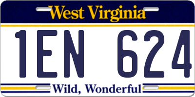 WV license plate 1EN624