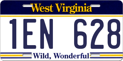 WV license plate 1EN628