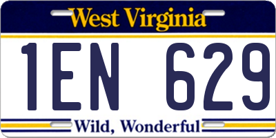 WV license plate 1EN629
