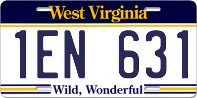 WV license plate 1EN631