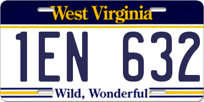 WV license plate 1EN632
