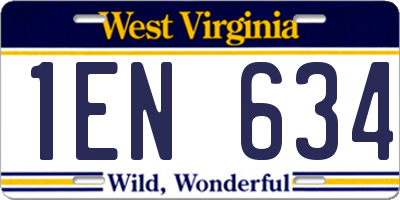 WV license plate 1EN634