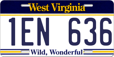 WV license plate 1EN636