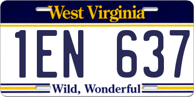 WV license plate 1EN637
