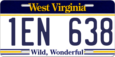 WV license plate 1EN638