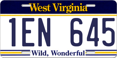 WV license plate 1EN645
