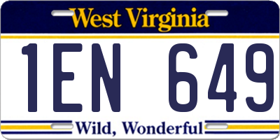 WV license plate 1EN649