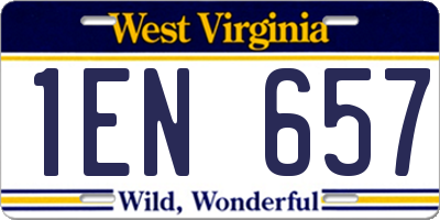 WV license plate 1EN657