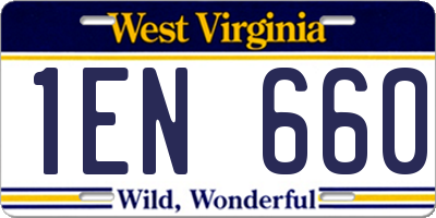 WV license plate 1EN660