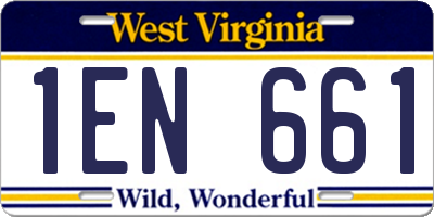 WV license plate 1EN661