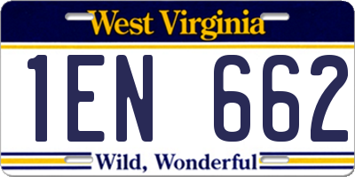 WV license plate 1EN662