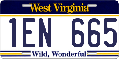 WV license plate 1EN665