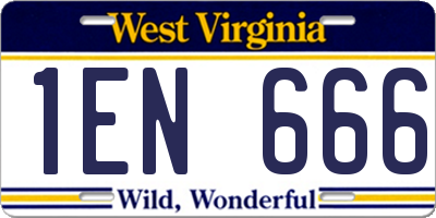 WV license plate 1EN666