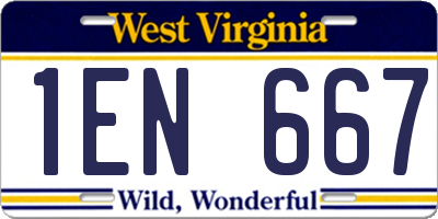 WV license plate 1EN667