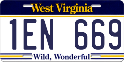 WV license plate 1EN669