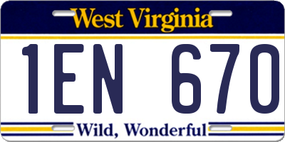 WV license plate 1EN670