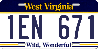 WV license plate 1EN671