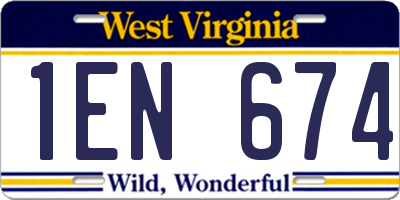 WV license plate 1EN674