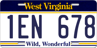 WV license plate 1EN678
