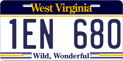 WV license plate 1EN680