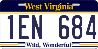 WV license plate 1EN684