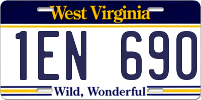 WV license plate 1EN690