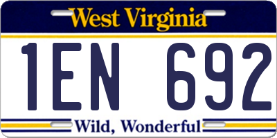 WV license plate 1EN692