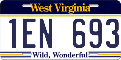 WV license plate 1EN693