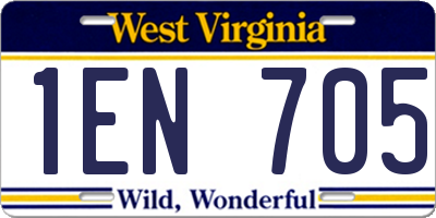 WV license plate 1EN705