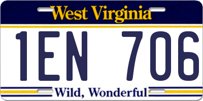 WV license plate 1EN706