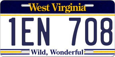 WV license plate 1EN708