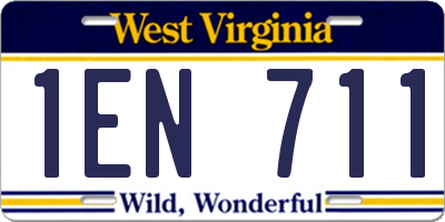 WV license plate 1EN711