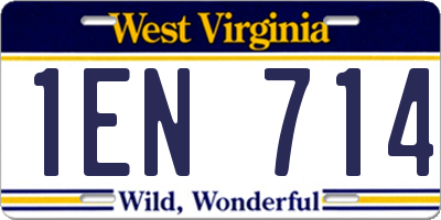 WV license plate 1EN714
