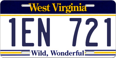 WV license plate 1EN721