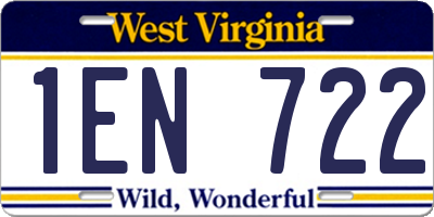 WV license plate 1EN722