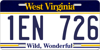 WV license plate 1EN726