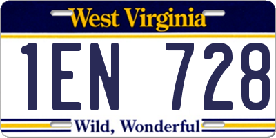 WV license plate 1EN728