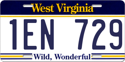 WV license plate 1EN729