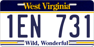 WV license plate 1EN731