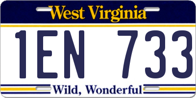 WV license plate 1EN733