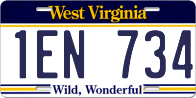 WV license plate 1EN734